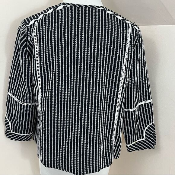 Rafaella Mixed Prjnt Black White Pink Open Cropped Blazer Jacket PS - Picture 4 of 7